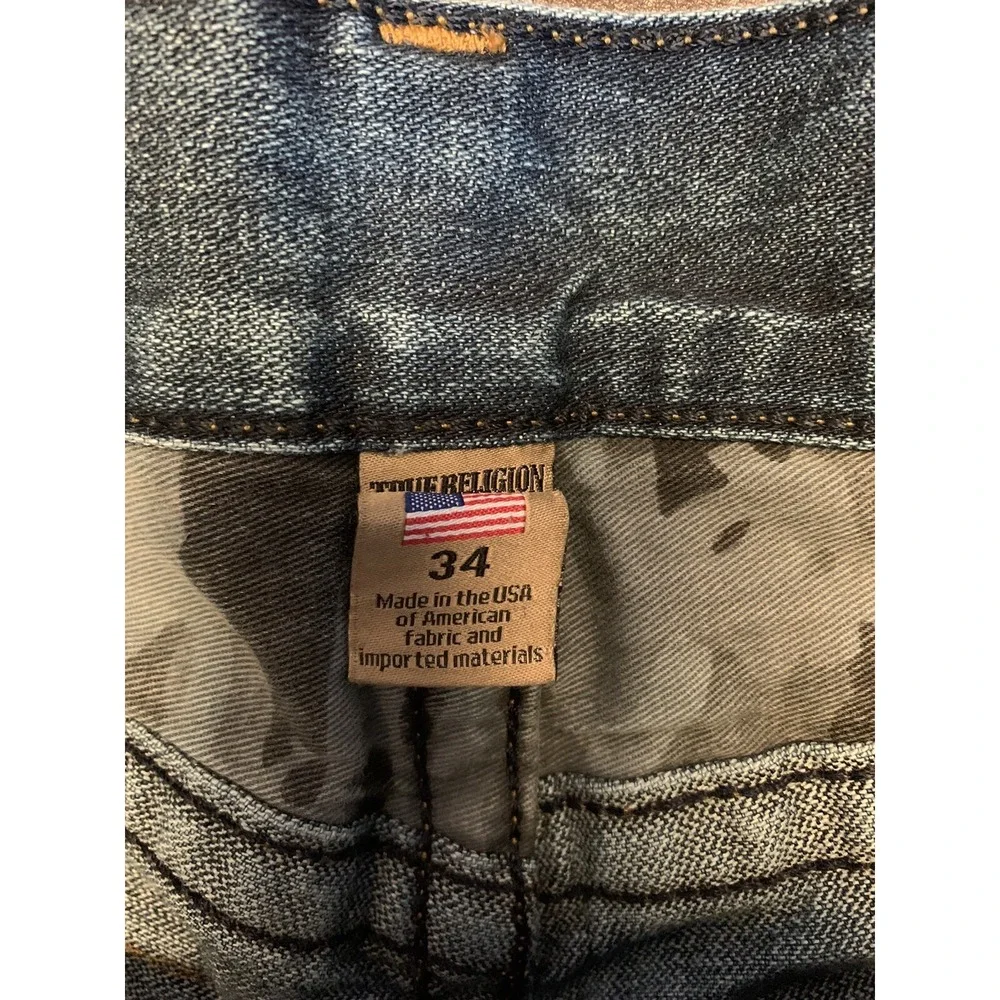 True Religion Geno Relaxed Denim Jeans Men's 34 X29 Made in USA Distressed